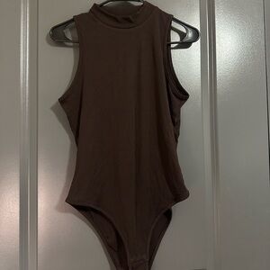 Chocolate brown bodysuit ribbed